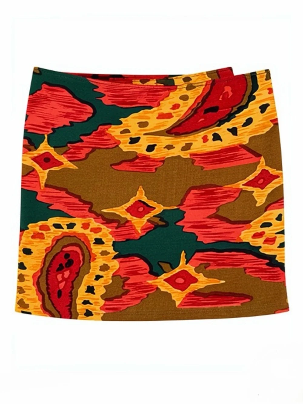 VINTAGE 100% SILK Paisley Scarf Green Red Gold Fall Colors 57”